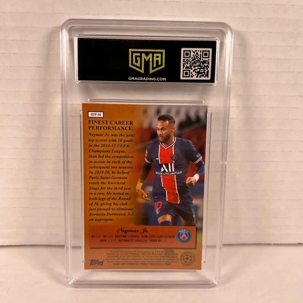 2020 Topps Finest UCL Neymar Jr #97FN Finest Masters GMA 10 Gem Mint PSG Soccer